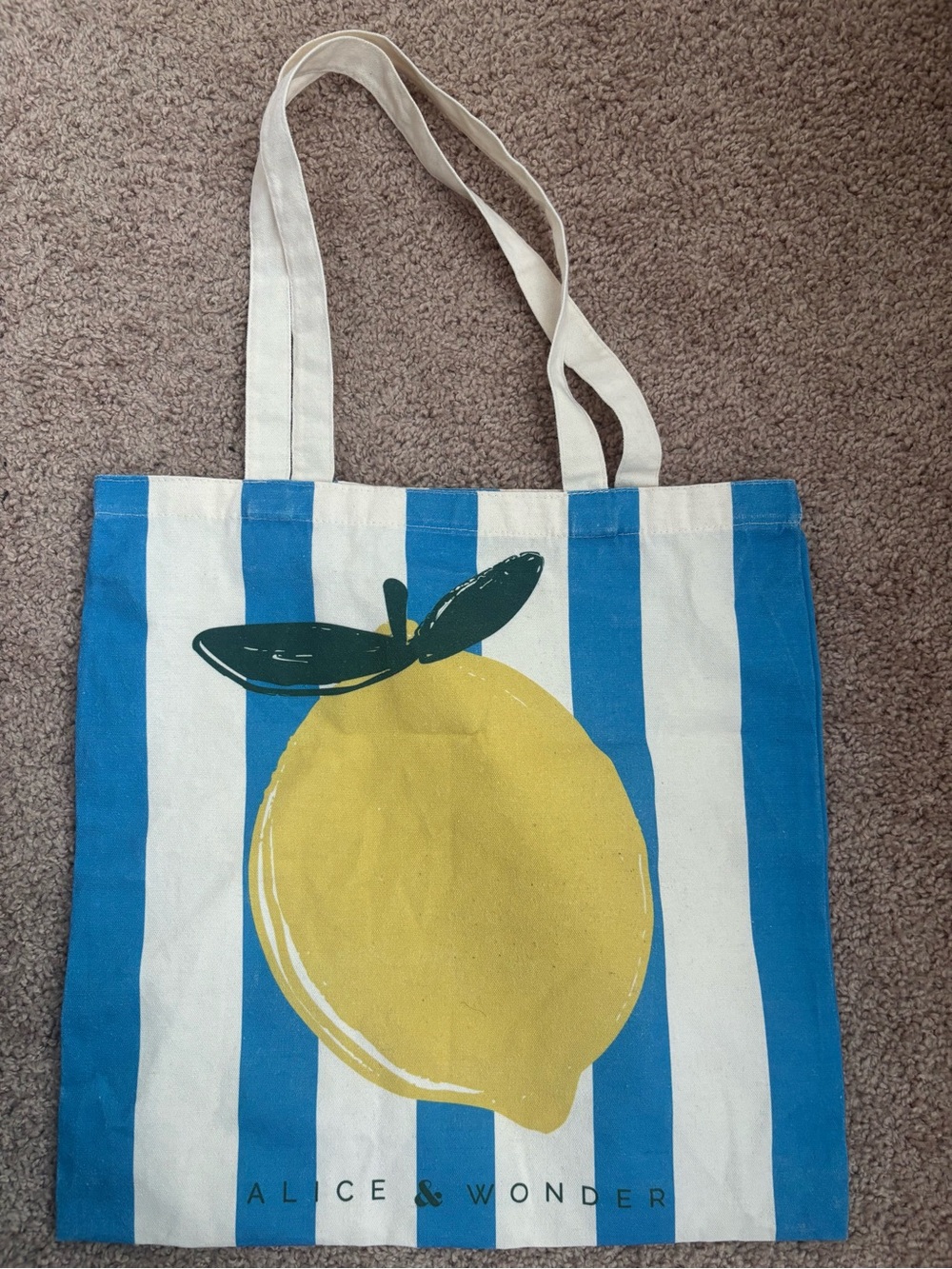 Blue, White & Yellow Lemon Stripe Tote